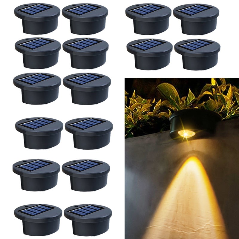 Zestaw 16 solarnych lamp LED na schody, dekoracyjne oświetlenie schodów, ciepłe światło