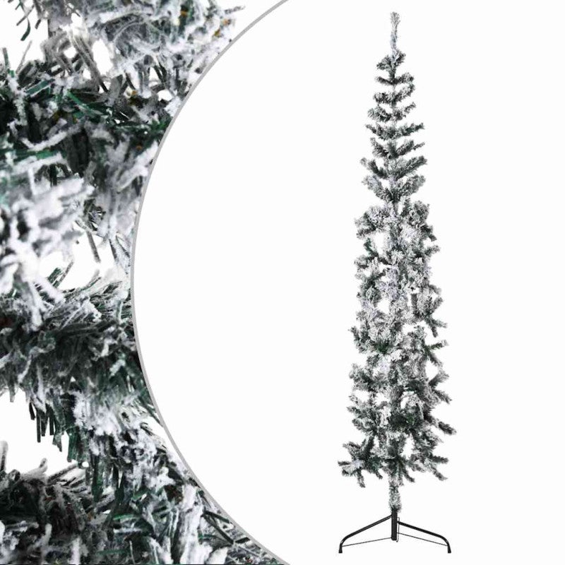 Albero Natale Artificiale Sottile a Metà Neve Fioccata 240 cm vidaXL - 3