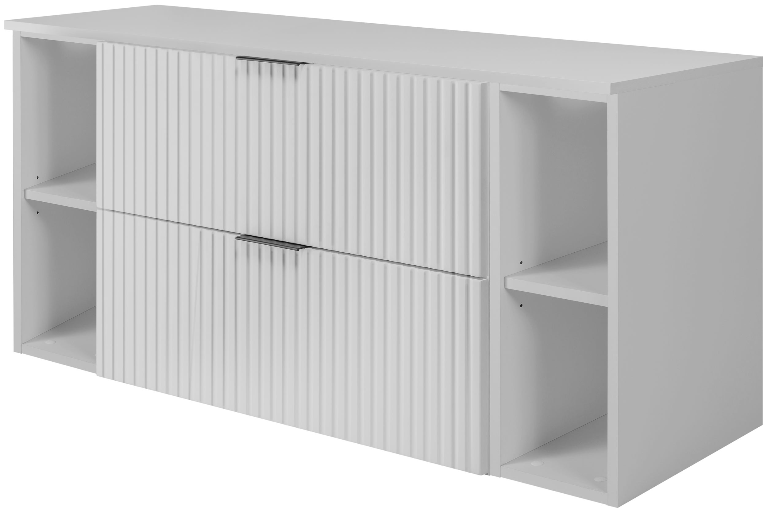 Zestaw łazienkowy FLOW 120 cm biały z białymi regałami blat w zestawie