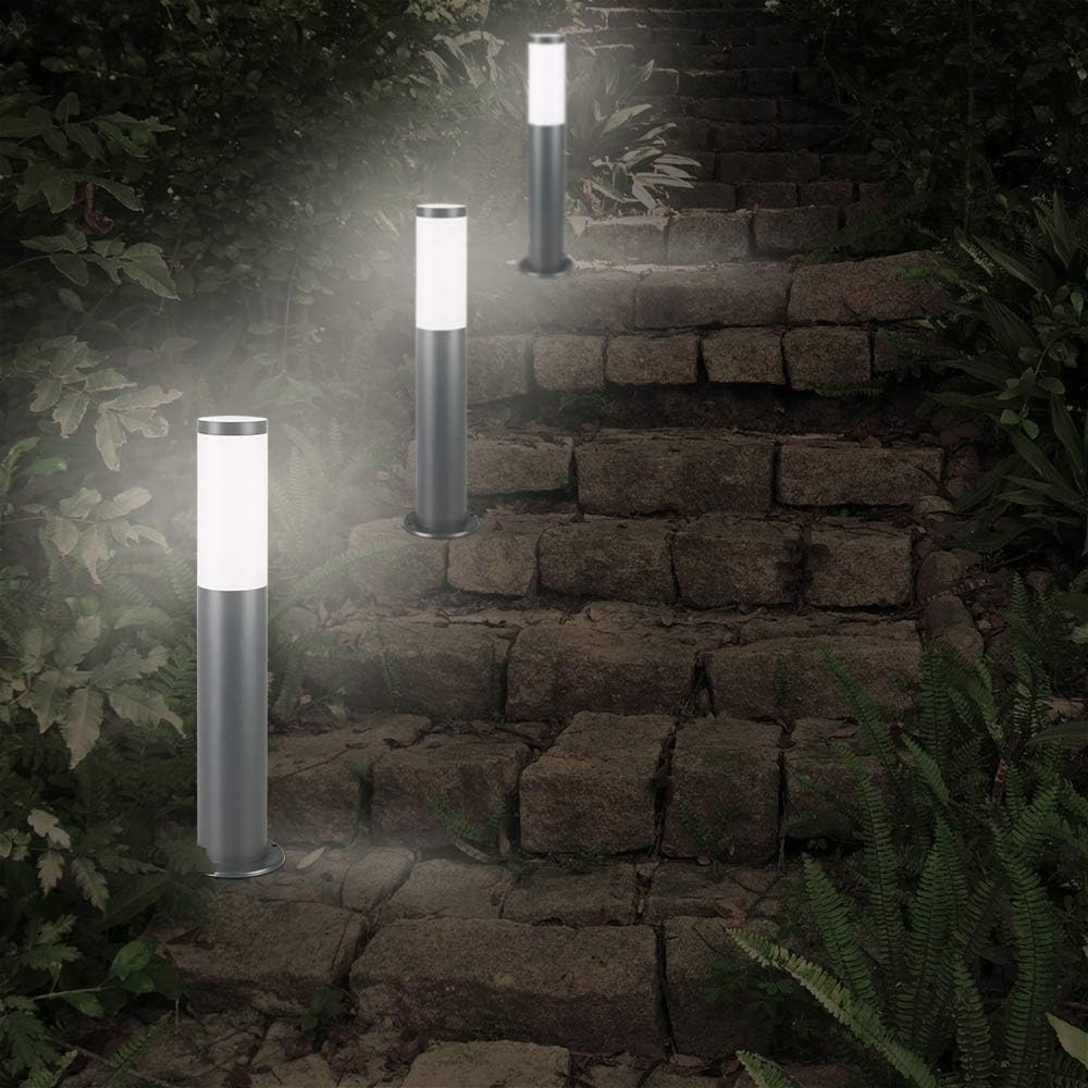 TOKYO lampadaire à LED E27 poteau en acier inoxydable 50cm lumière extérieure étanche jardin allée cour 230V MESURE 50CM - 6