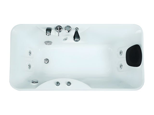 Baignoire balnéo - 150 x 75 x 54,5 cm - Blanche - Angle gauche - 1 place - 140 L - GAVINO