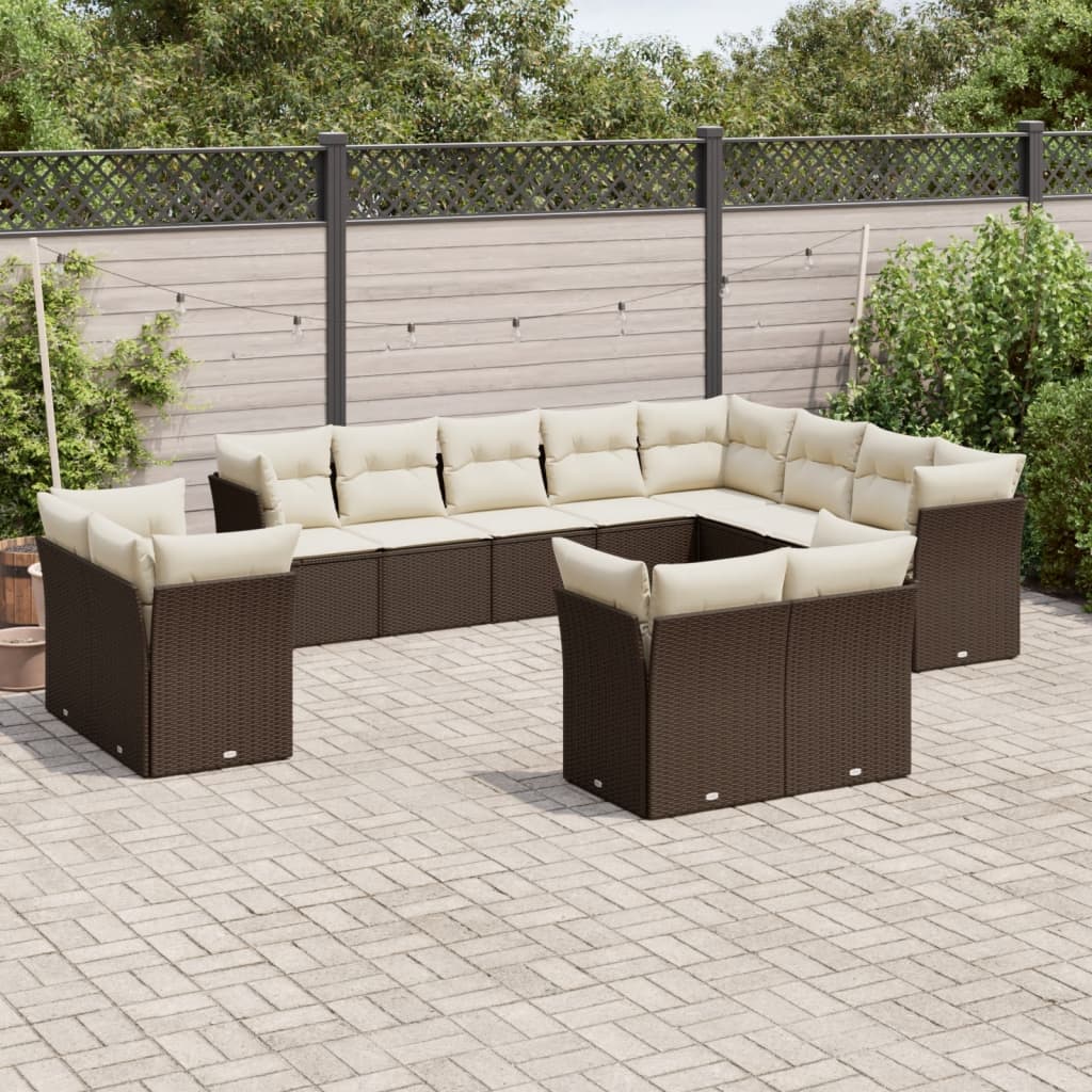 Maison exclusive - set de sofás de jardín y cojines 12 pzas ratán sintético marrón