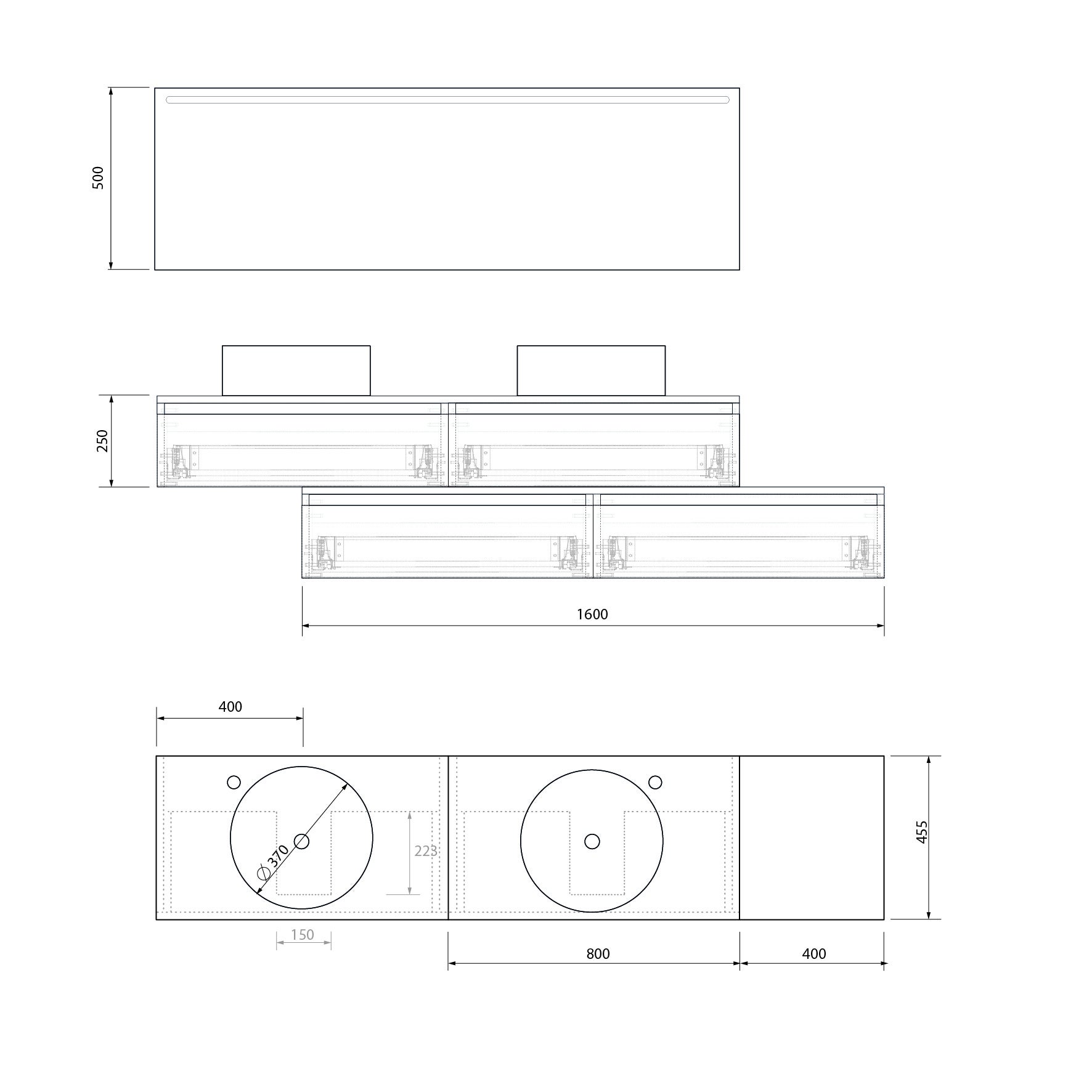 Ensemble de meubles de salle de bain Mapau TOURAINE chêne Bardolino 160 cm + double vasque + miroir LED - 4