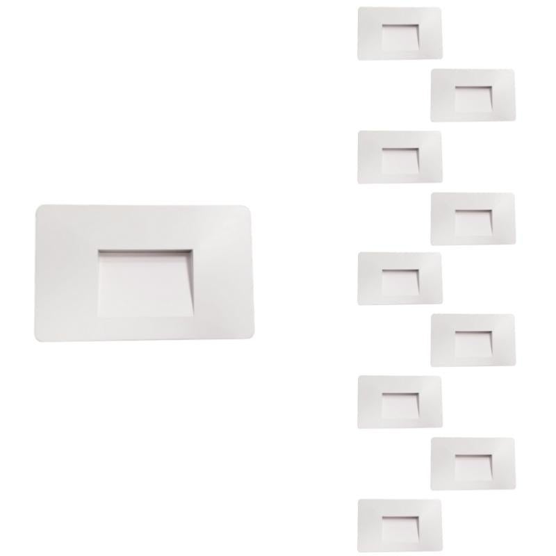 Lot de 10 - Balise LED saillie 3W 220V 120° IP44 pour Escalier - Blanc Neutre 4000K - 5500K / Blanc - SILUMEN - 7