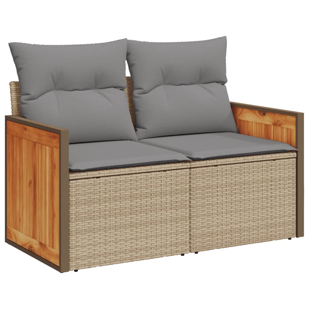 Salon de jardin avec coussins, 9 pièces, beige, en résine tressée - 5