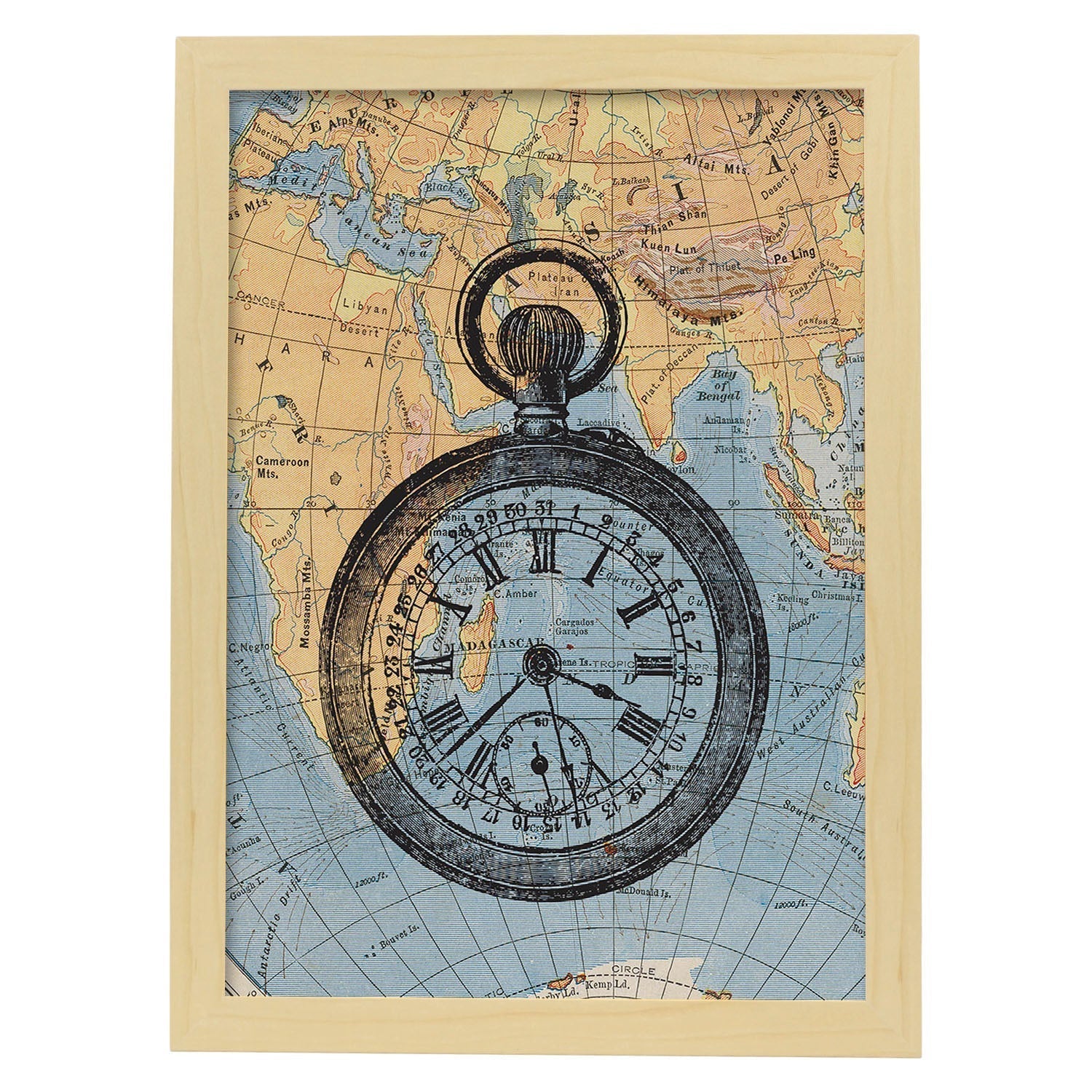 Affiches D'objets Vintage. Lame De La Lame Avec Des Images D'objets Et D'instruments Vintage, Avec Des Définitions En Espagnol. Châssis Blanc A3 - 2