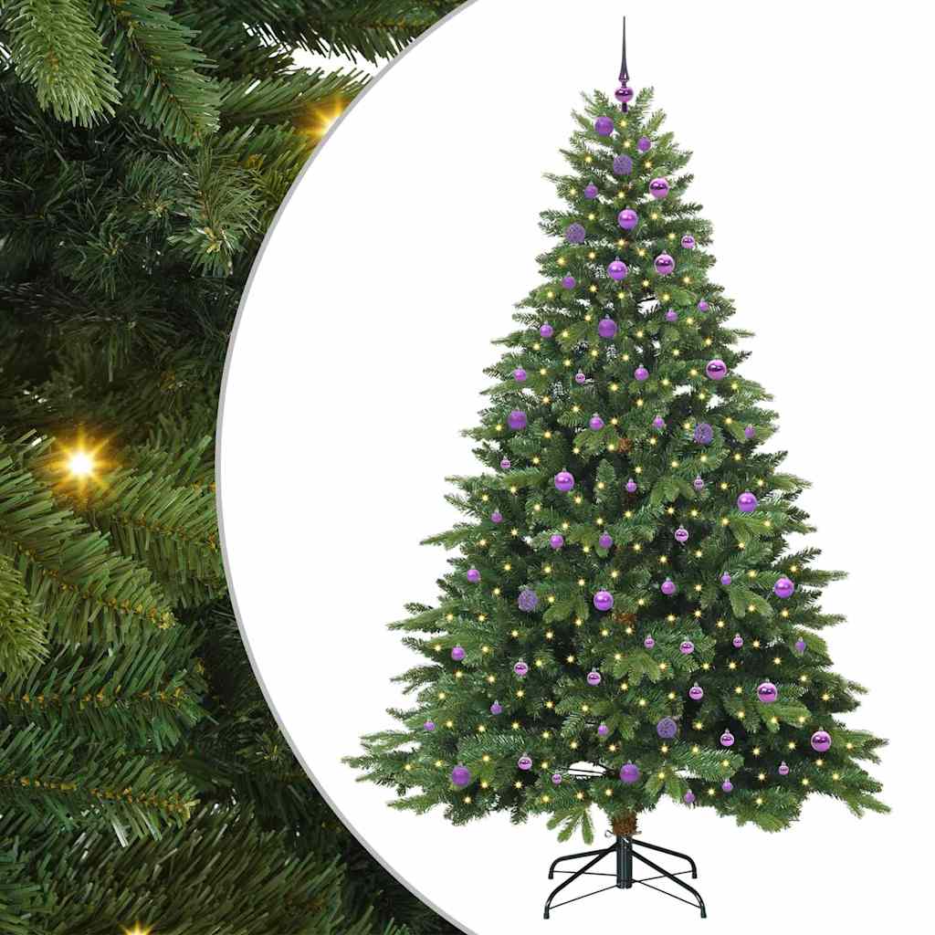 Sztuczna choinka z 300 diodami LED Zielony 240 cm PE i PVC