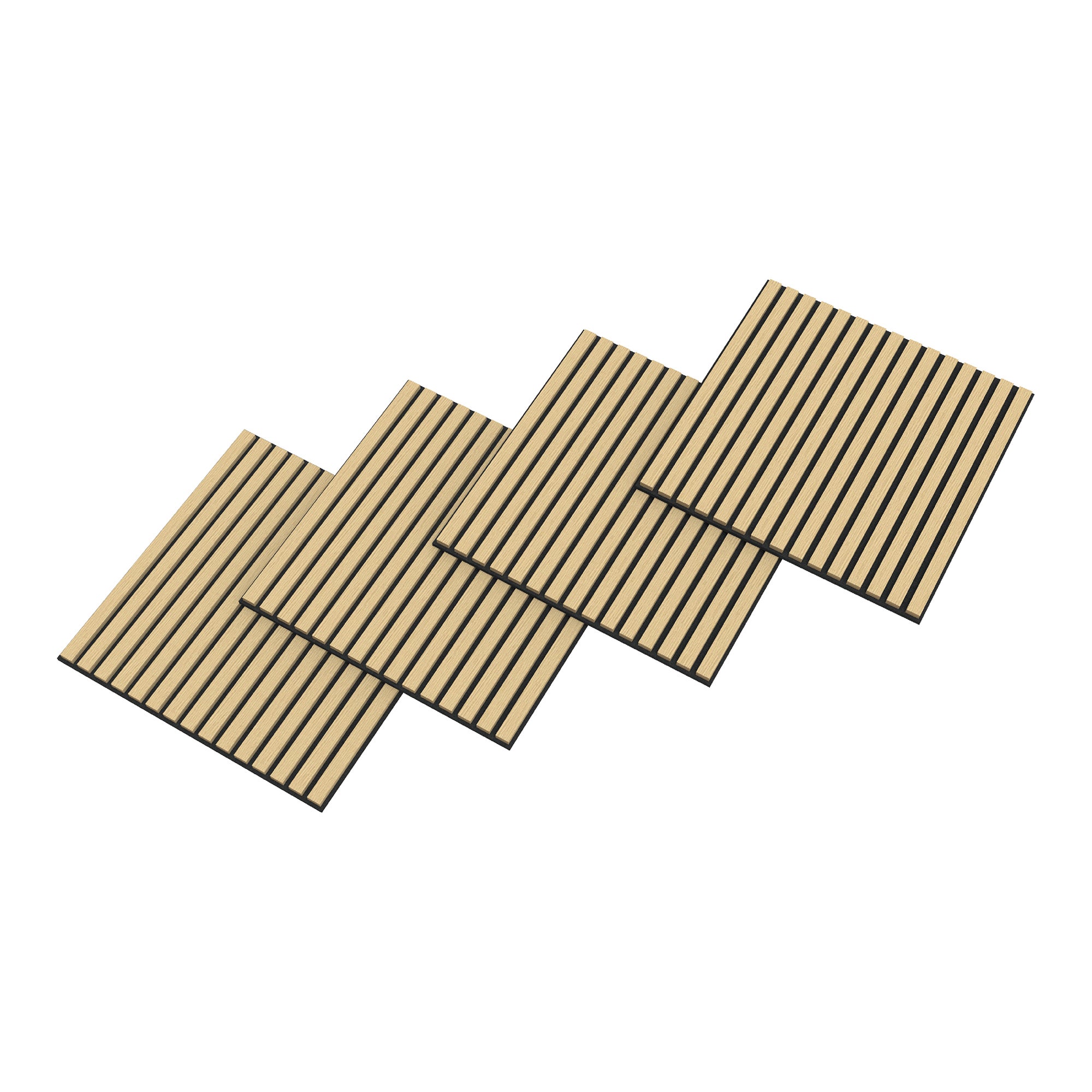 Conjunto de 4 painéis acústicos 3D Vang com lâminas lineares 1,44 m² Carvalho [NEU.HOLZ] - 3