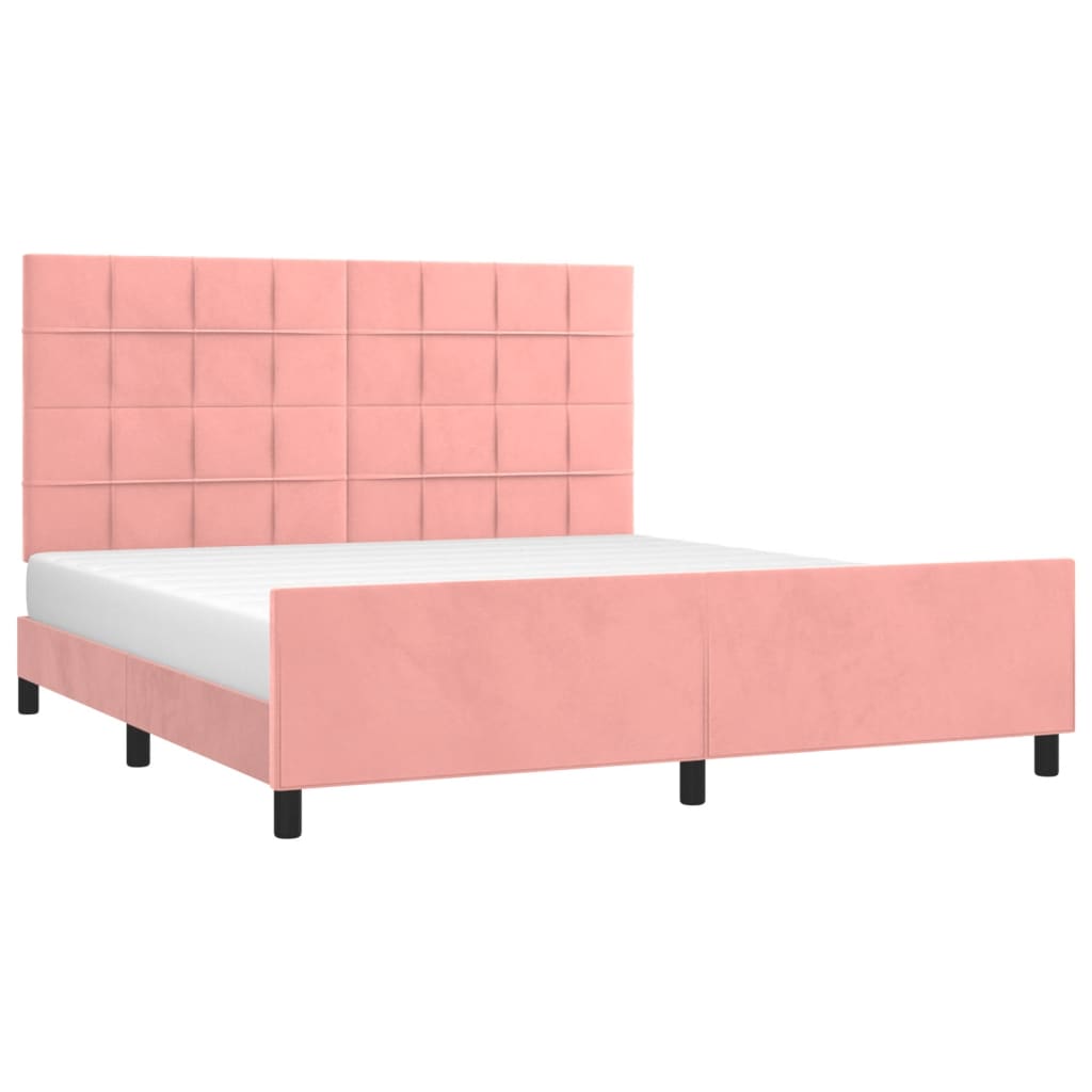 Cadre de lit sans matelas rose velours - 3