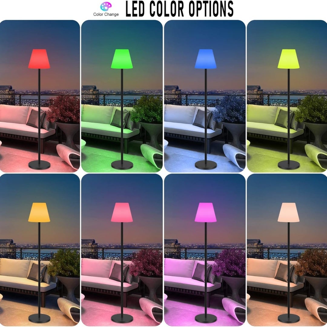 Lampada da terra solare, funziona con energia solare/USB, lampada da terra RGB dimmerabile, cambia colore, per feste/atmosfera festosa, nero 3000K - 4