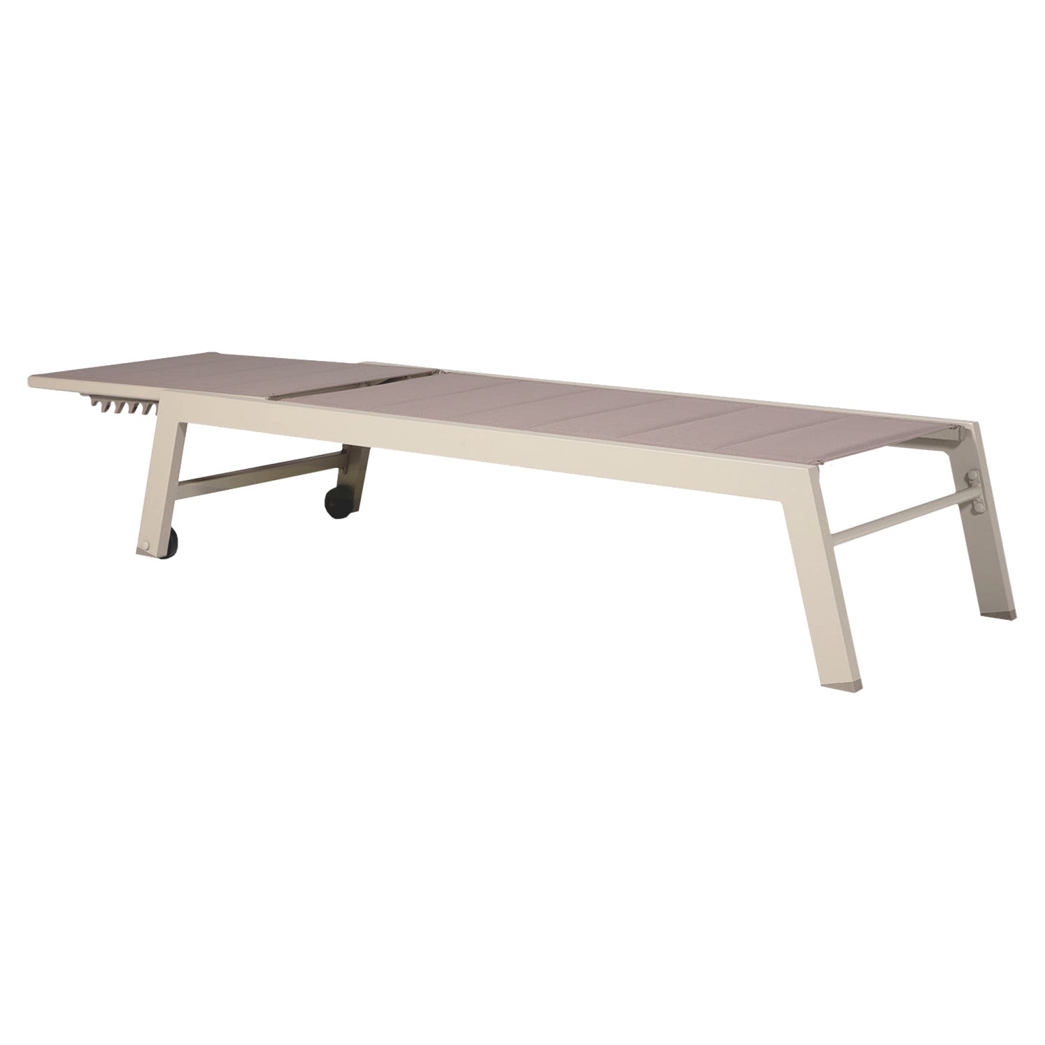 Lot de 2 bains de soleil BARBADOS en textilène taupe - aluminium taupe - 4