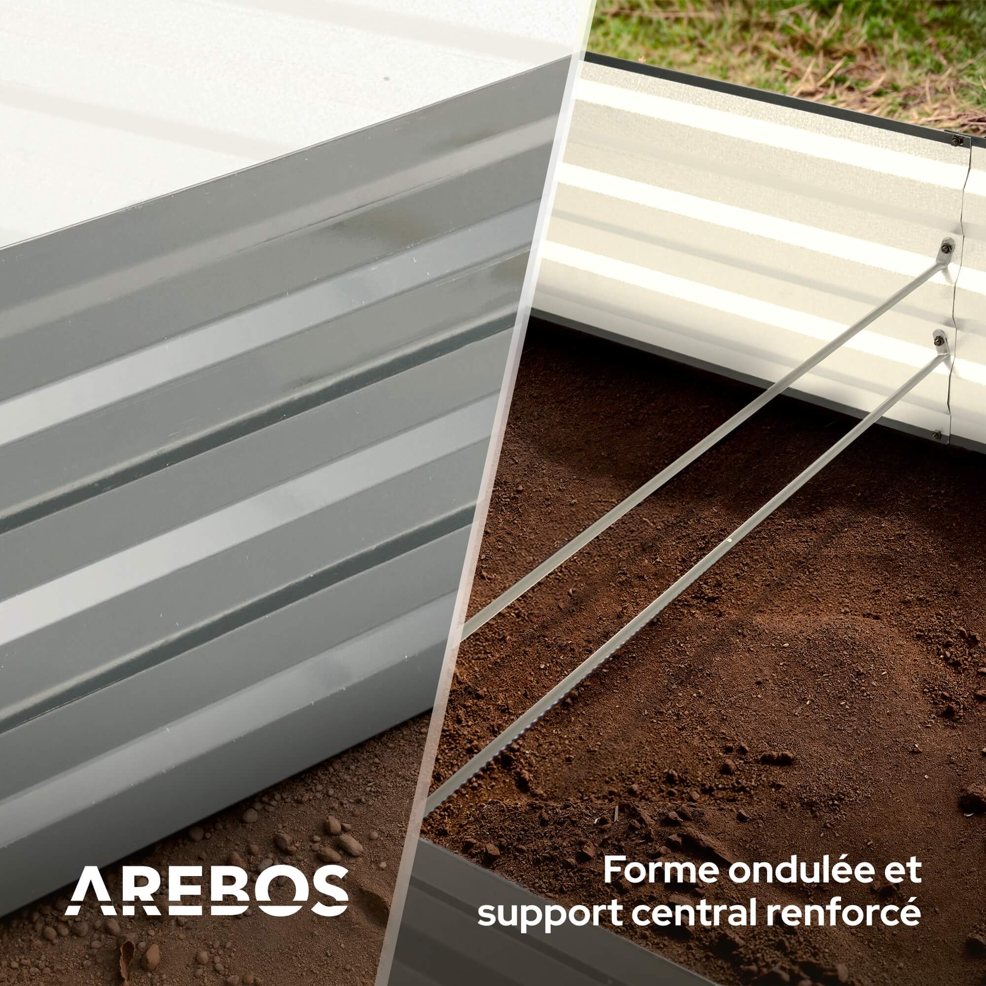 AREBOS Bacs surélevés en métal, set de 2 bacs 180x90x30 cm | Bac de jardin en acier galvanisé - 6