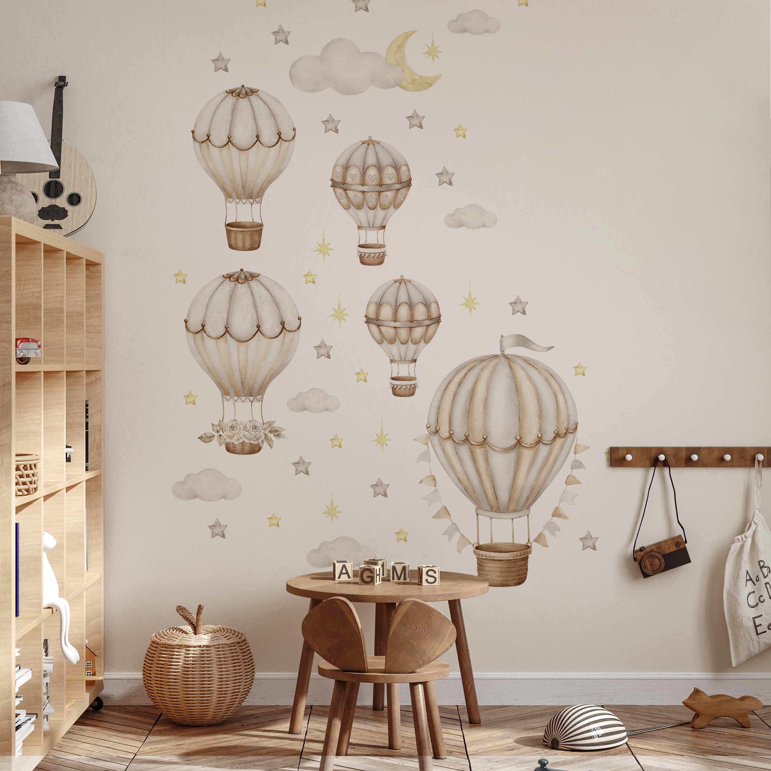 Autocollant BALLONS Volants Beiges Charmants Dans un Style Bohème Pour Chambre Enfant 120cm x 60cm - 4