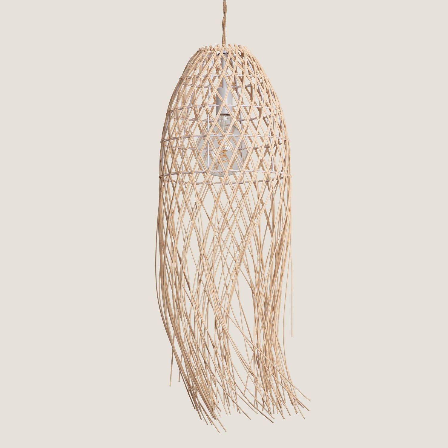 Lámpara colgante ratán majani, crema, mimbre, e27, ip20, 700 mm x 600 mm x 600 mm osier