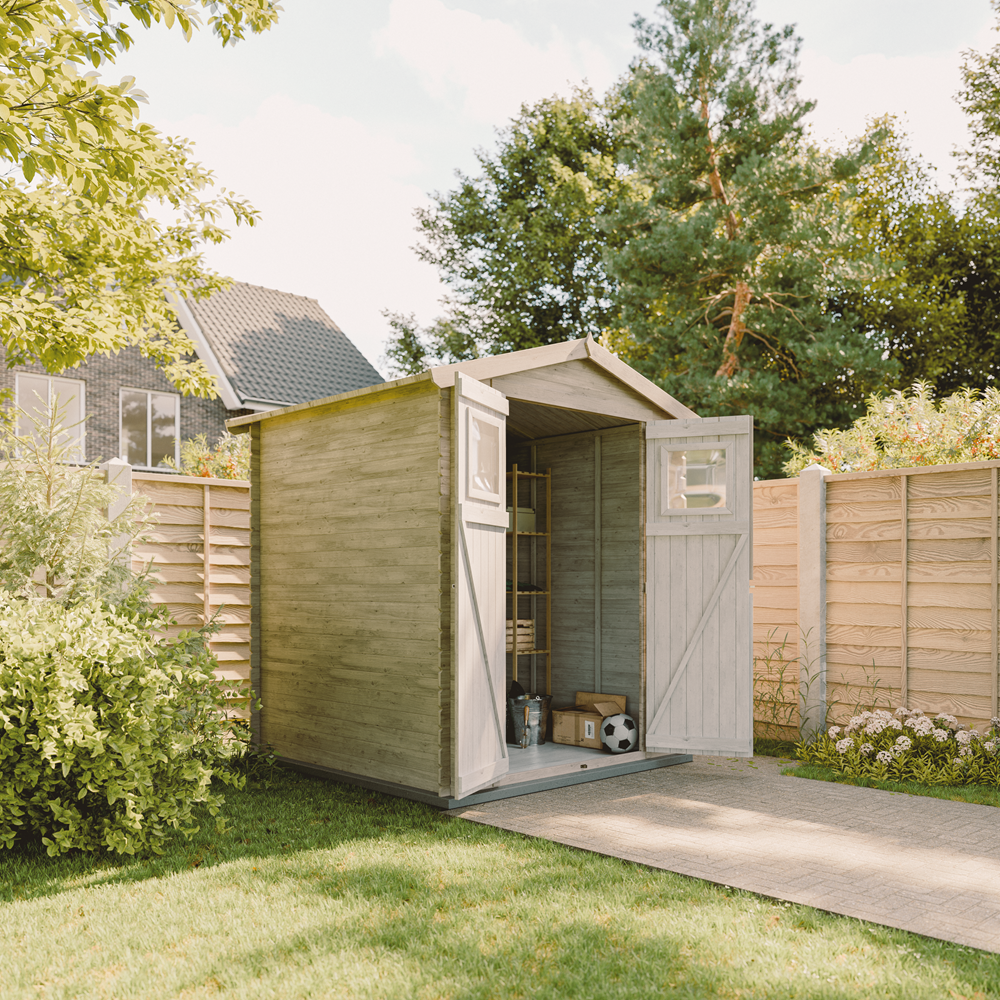 Abri de jardin en bois - Stockage extérieur I236xL226xH218 cm/ 4.33 m2 Petit abri à outils, Local à vélos - Toit imperméable, fenêtres TIMBELA M369 - 9