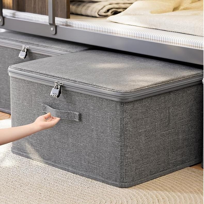 Boîtes Rangement Pliables WANGIRL - Lot De 3 - Gris Foncé - Organisation Draps Et Vêtements