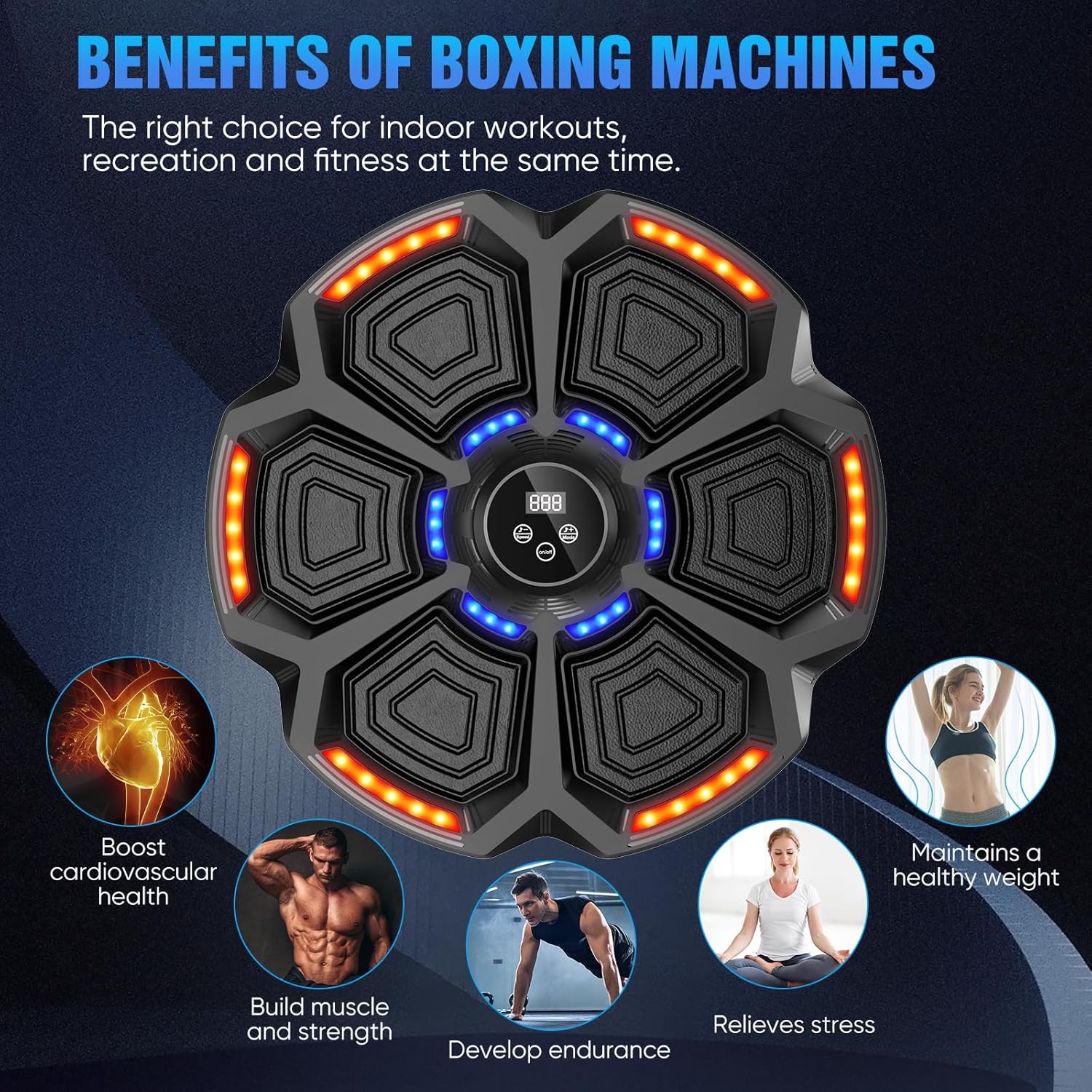 Machine à Boxe Musicale Ulikey - 9 Vitesses, 9 Modes, Bluetooth, Lumières, Avec Gants Adultes Et Enfants
