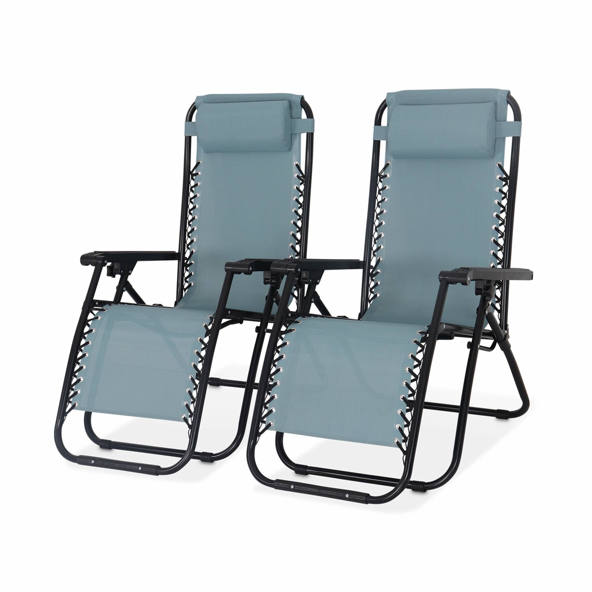 Alice's Garden Lot De 2 Fauteuils Relax Patrick Textilène Multi-Positions Pliables Gris
