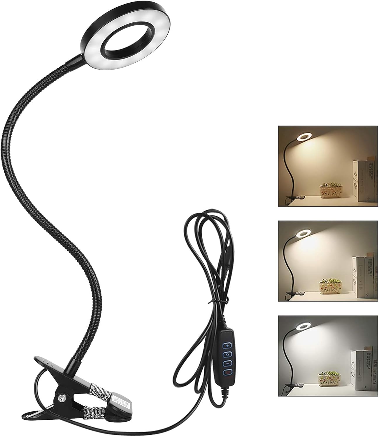 Lampe De Lecture Avec Pince LED Flexible 50cm - 3 Modes & 10 Niveaux, Lampe Bureau USB
