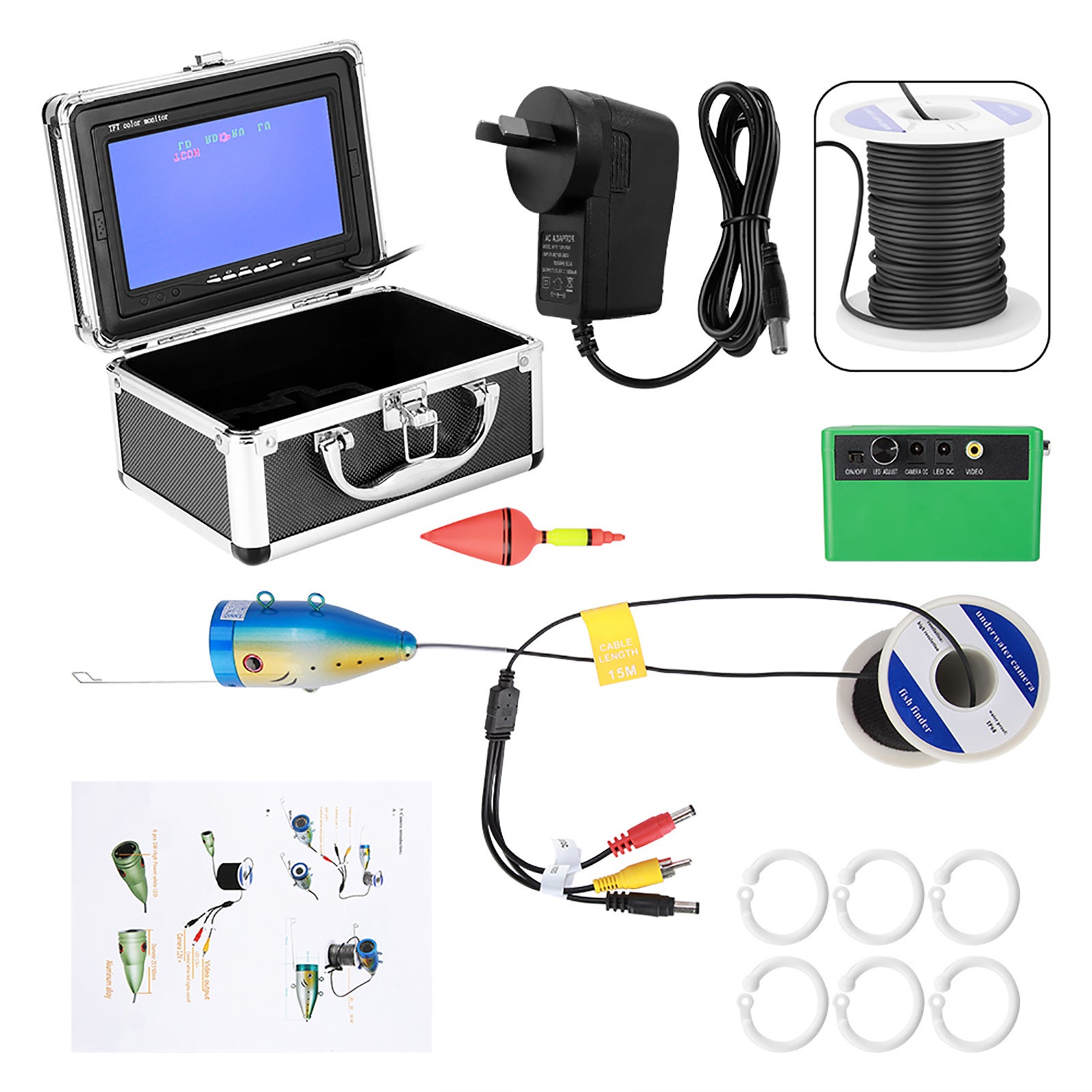 Caméra De Pêche Sous-Marine – Moniteur TFT 4,3 Pouces, Angle 165°, Lumière LED, 1000TVL | Longueur Câble 43 Pouces | Neuf, Livraison Express US