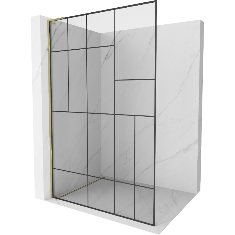 Mexen Kioto L ścianka prysznicowa Walk-in 70 x 200 cm, czarny wzór, złota - 800-070-103-50-78