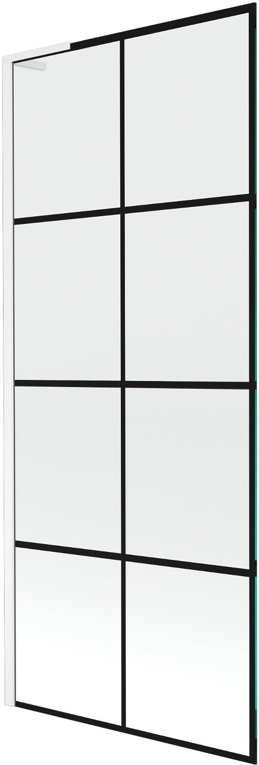 Mexen Next L parawan nawannowy 1-skrzydłowy 80 x 150 cm, czarna kratka, biały - 895-080-000-03-77-20