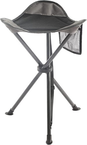 Tabouret De Camping Pliable Adulte - Charge Max 140 Kg, Acier Inoxydable, Tissu Oxford - Portable Avec Sac De Rangement - Pour Pêche, Randonnée, Jardin (Gris)