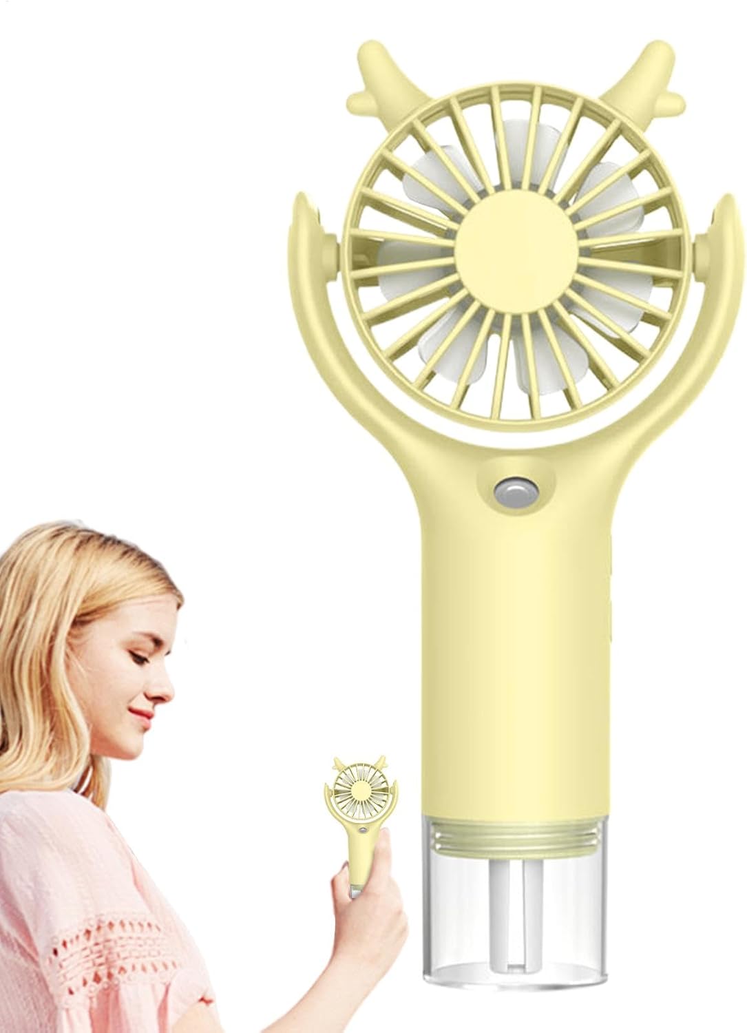 Akumulatorowy wentylator mgiełkowy z 3 regulowanymi prędkościami chłodzenia, zasilany przez USB, odpowiedni do użytku w domu, na kempingu i na zewnąt