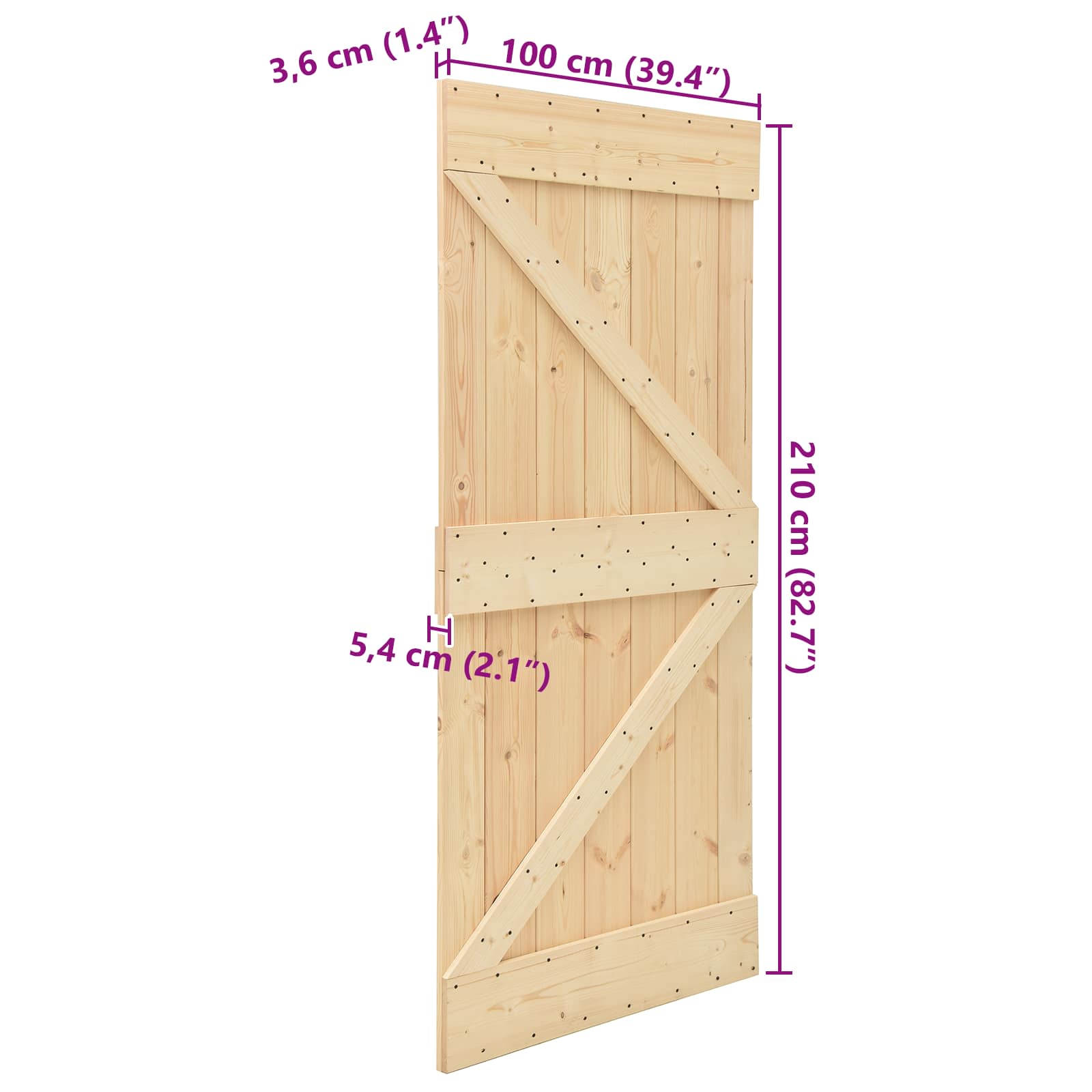 Porta NARVIK Naturale 100 x 210 cm Legno di pino solido vidaXL - 3