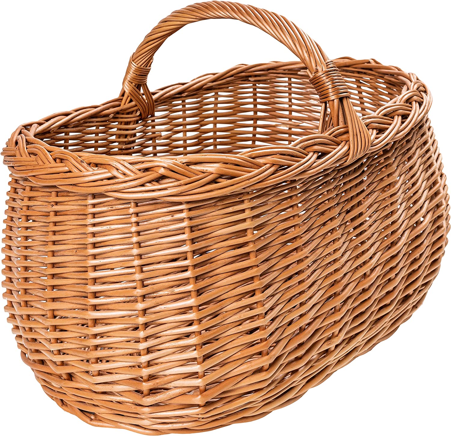 Creative home cesta de mimbre grande con asa y trenza   45x32x34cm (+/- 1cm)   compra picnic decoración   tejida a mano   marrón natural   multiuso
