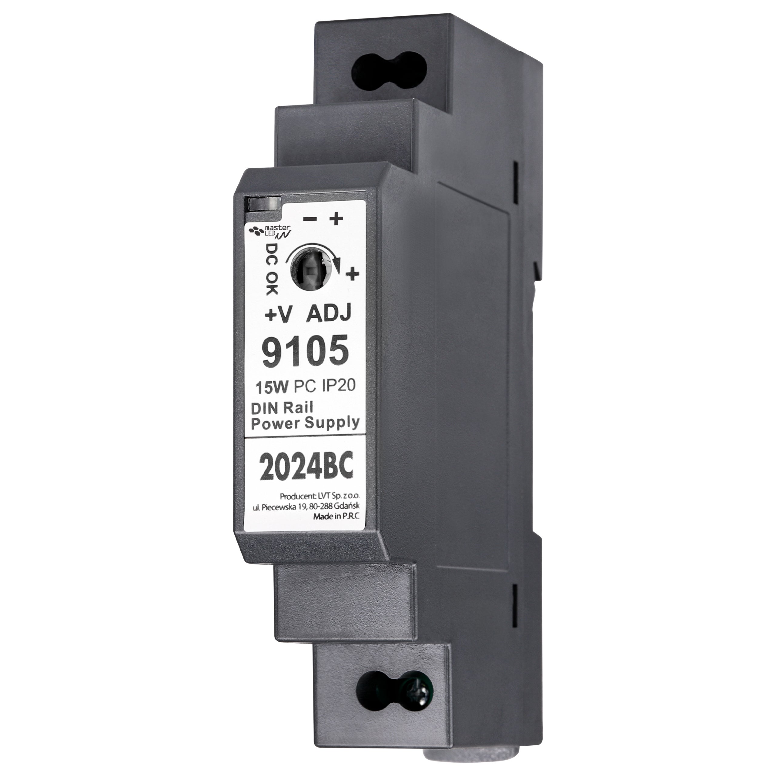 Zasilacz na szynę DIN 12V 15W 1.25A IP20 18x58.5x92.5mm klasa II MasterLED