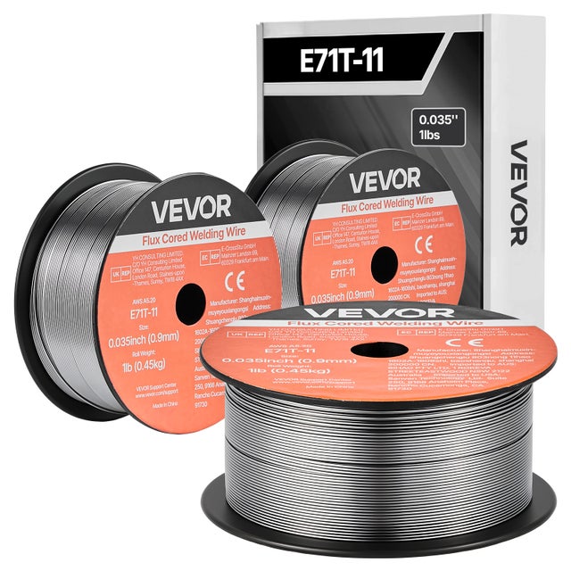 Fil Fourré sans Gaz VEVOR 0,9 mm 0,45 kg par Bobine Fil de Soudage MIG E71T-11, Auto-protégé, Utilisation Extérieure, Faible Projection, Lot de 3