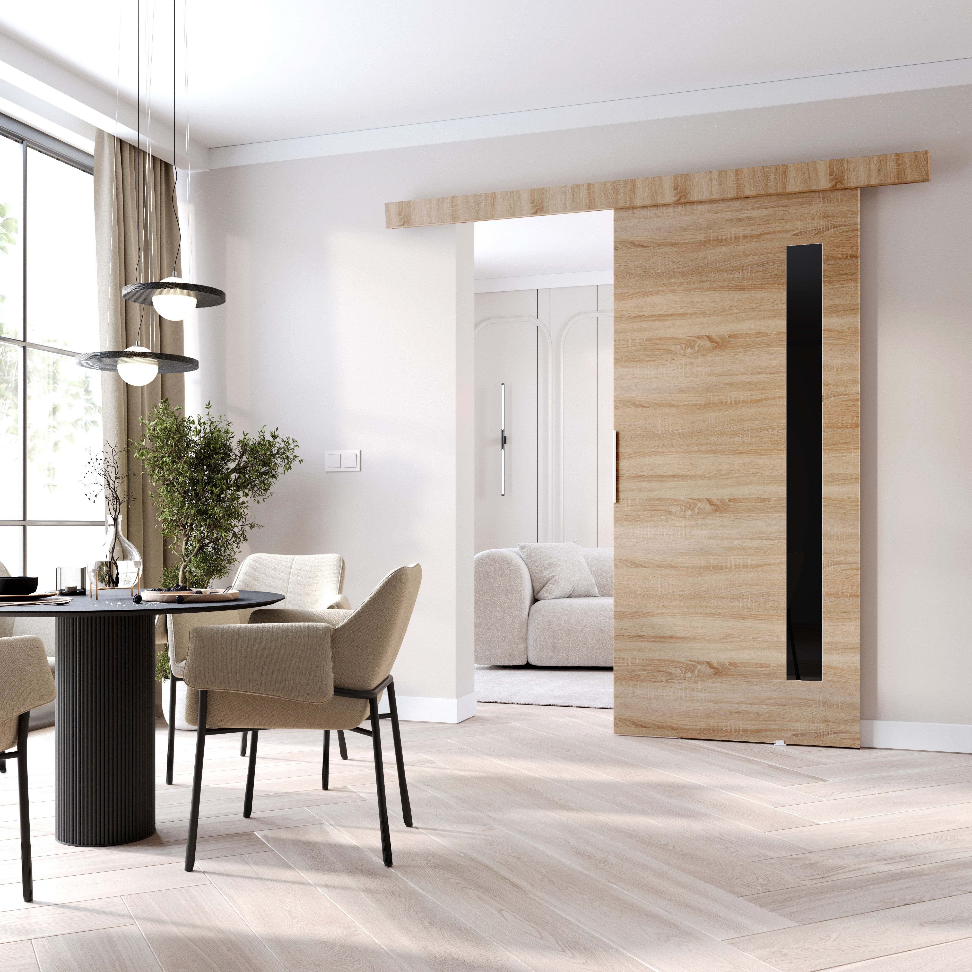 Drzwi przesuwne wewnętrzne CLEAN G 76 cm w kolorze dąb sonoma