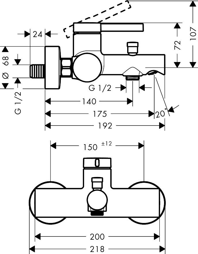 hansgrohe Zesis S Mitigeur monocommandé apparent pour bain, 2 consommateurs, saillie 175mm, 74420670, Farbe: noir mat - 2