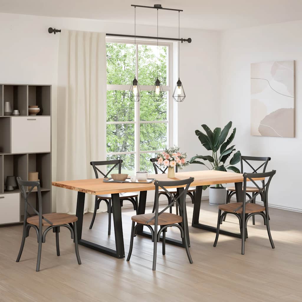 Maison Exclusive - Pieds de table à manger en V 3 pièces Noir 90 x (72-73,3) cm Acier - 2