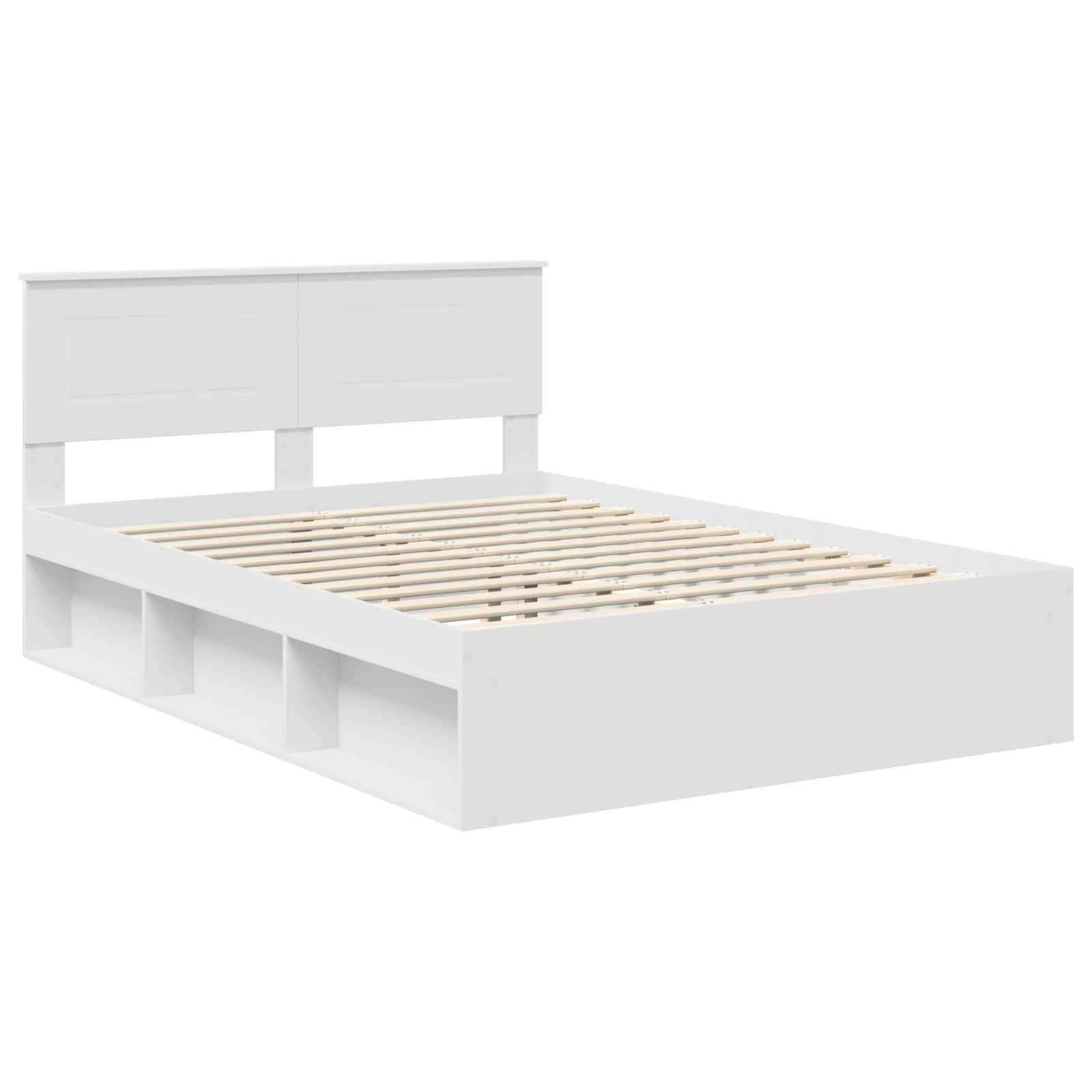 Cadre de lit blanc 140 x 190 cm panneau de bois - 4