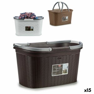Stefanplast Panier Élégance Rattan Polypropylène 25X19X10 Cm, Gris
