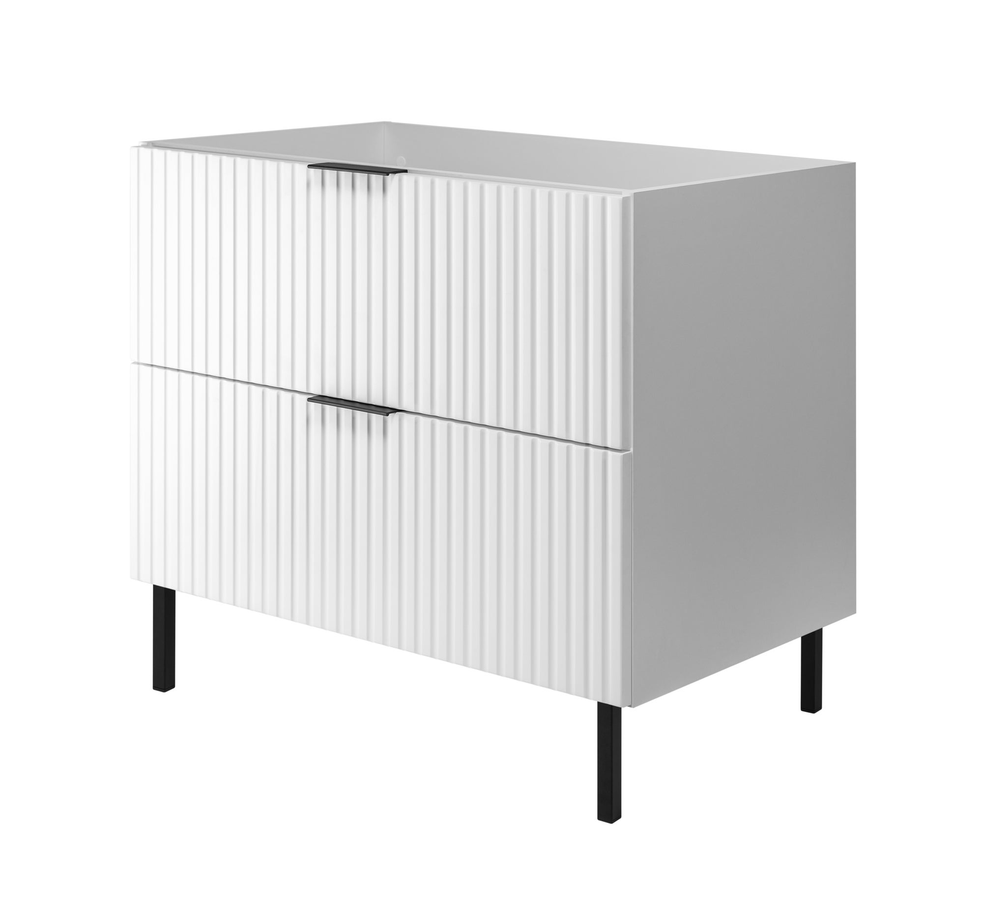 Szafka pod umywalkę FLOW 80 cm biała 2 kolory uchwytów nóżki w zestawie ryflowane fronty