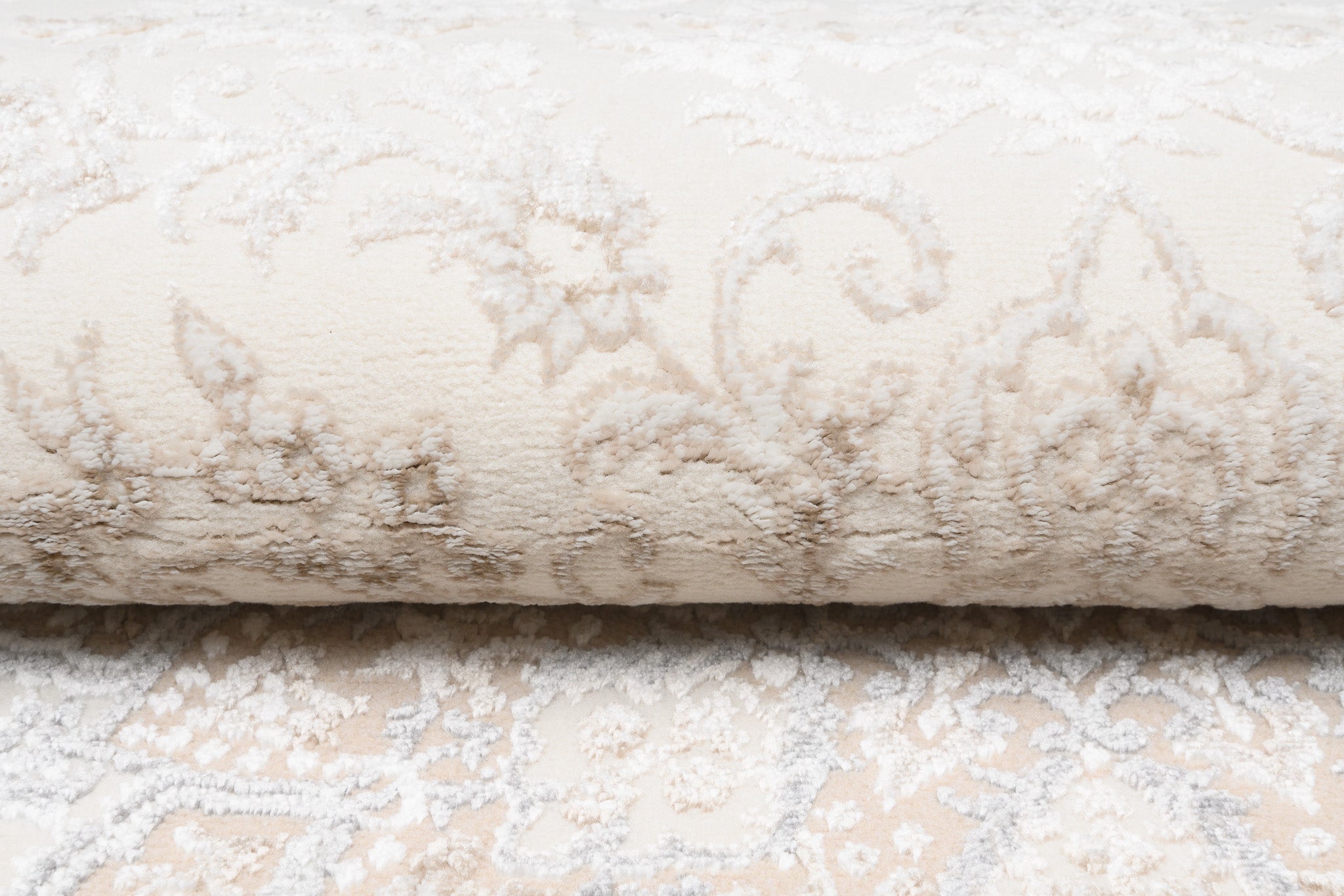 TAPISO Hera Tapis Salon Chambre Brillant Crème Beige Gris Vintage Médaillon Floral Ornamental Bordé Moucheté Effet 3D OEKO-TEX 80 x 150 cm - 4