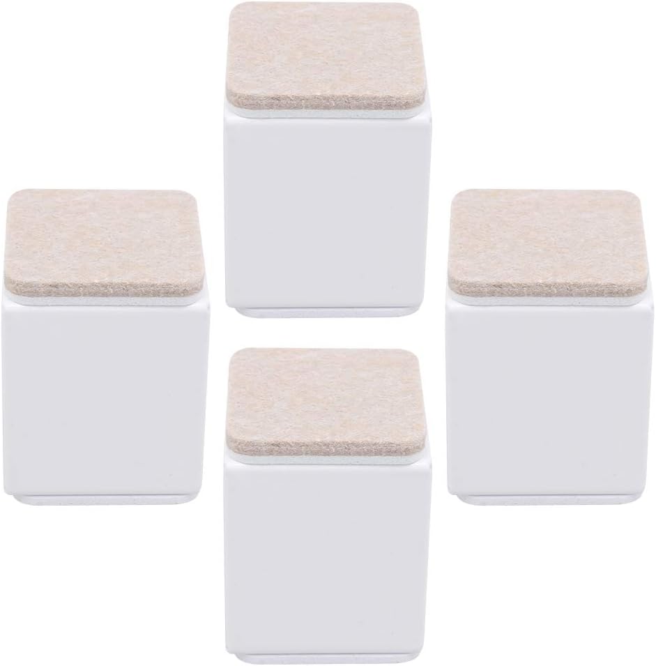 Set de 4 glisoare autoadezive din pâslă din oțel carbon pentru mobilă, albe, 40 x 52 mm 4buc
