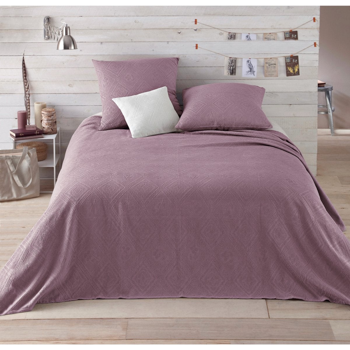 Dessus de lit coton jacquard, Indo - Bleu céladon - 160 x 230 cm - 8