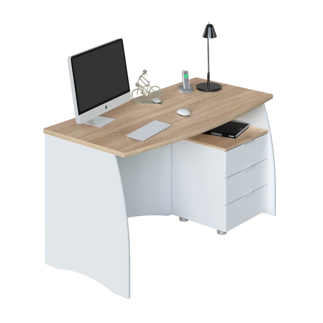 Secretária Stil Buc 3 gavetas Blanco Artik (Blanco Mate) - Roble Canadian 136 x 74 x 67 cm - 6