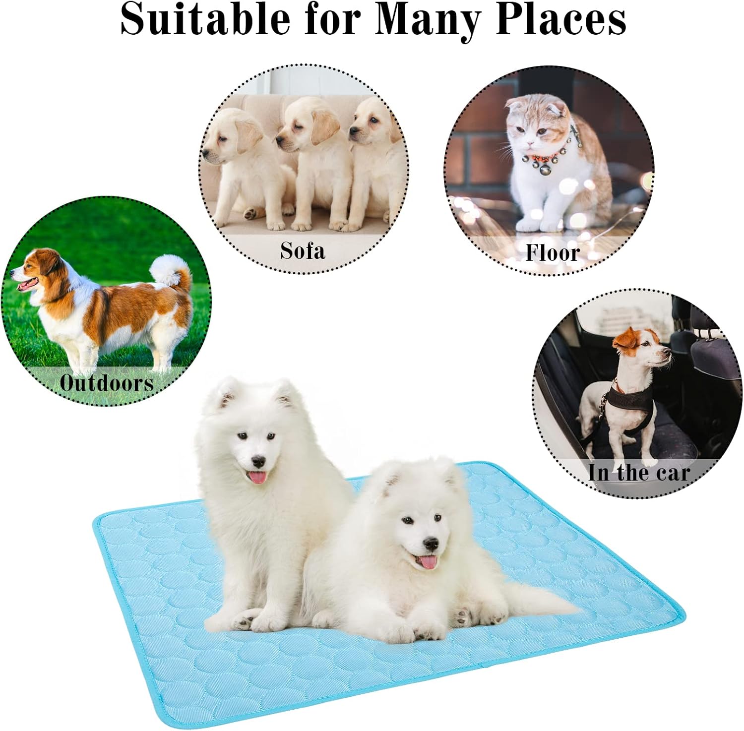 Tapis Rafraîchissant pour Chiens et Chats, Coussin de Tapis de Refroidissement en Soie Glacée, Silk Pet Cooling Mats pour Animaux (55 * 70CM, Bleu) - 5
