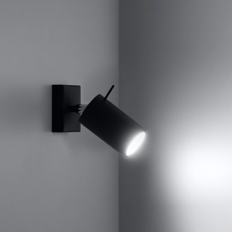 Kinkiet ścienny Ring czarno-srebrny 1xGU10x40W wym: 10 x 15 x 15 cm metal IP20 Sollux Lighting