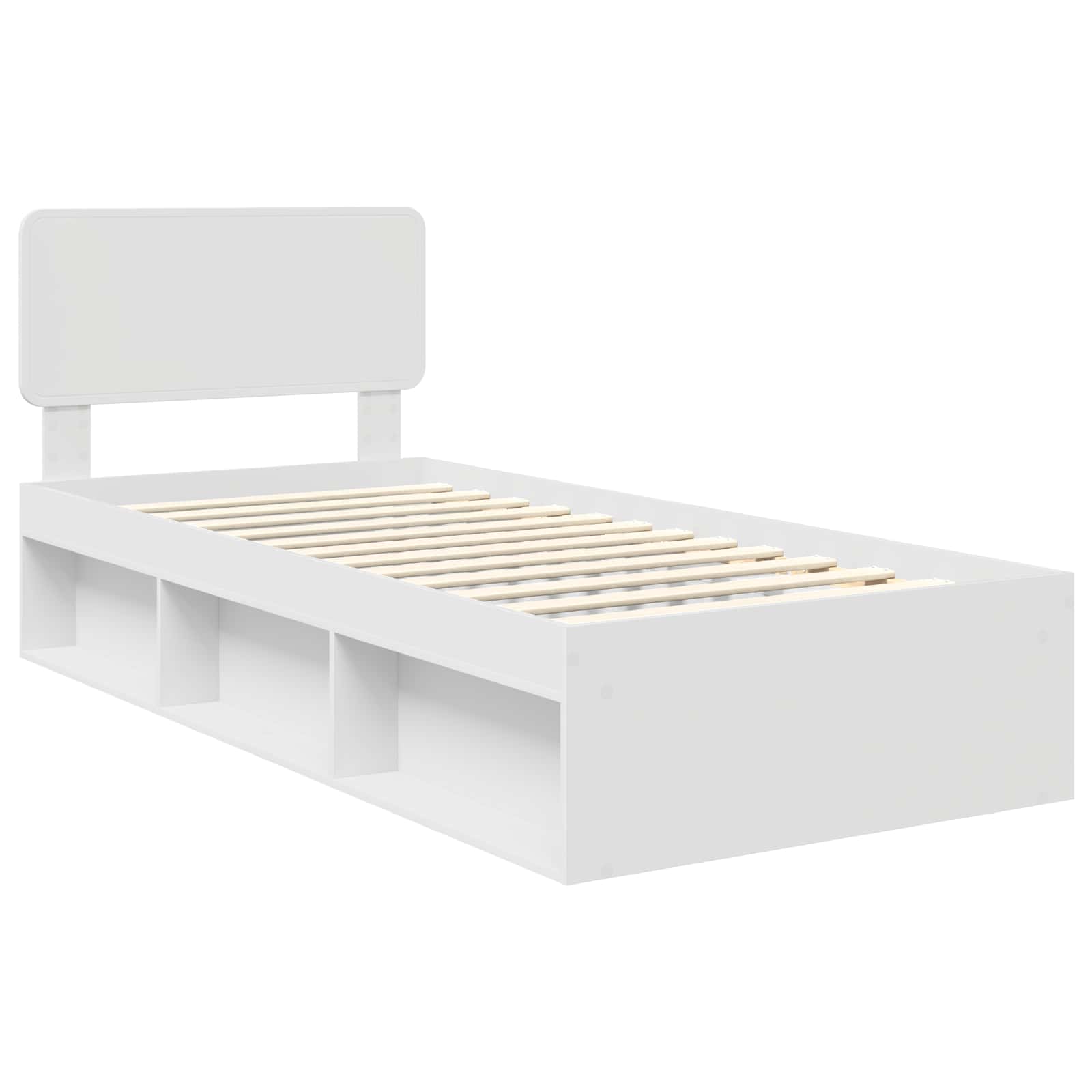 Cadre de lit avec tête de lit en pin massif blanc, 100 × 200 cm - 4