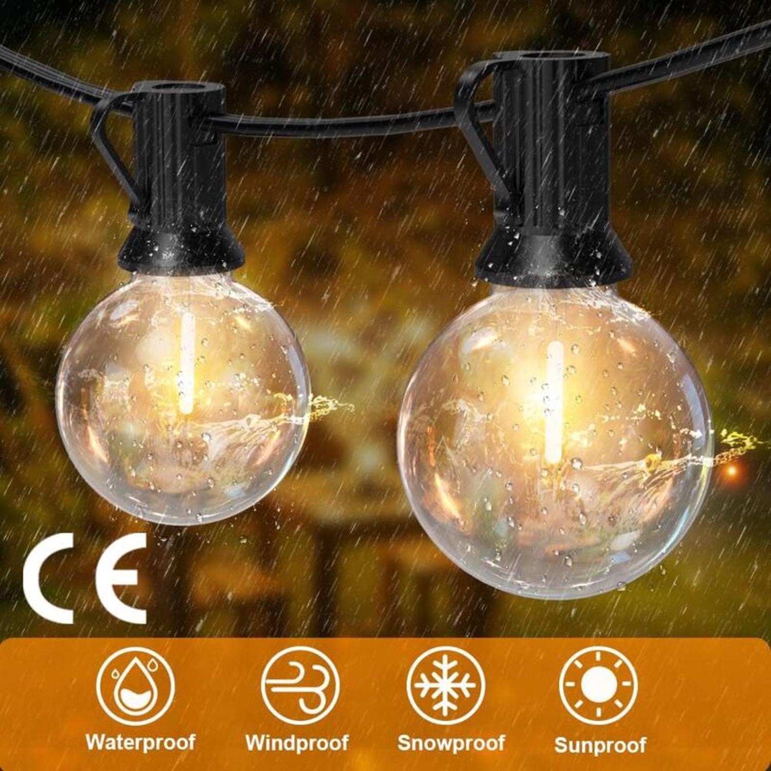 Guirlande Guinguette Extérieure, 30M LED Guirlande Avec 50+2 Guirlande Ampoule Incassables, IP44 étanche Guirlande Guinguette LED pour Terrasse - 2