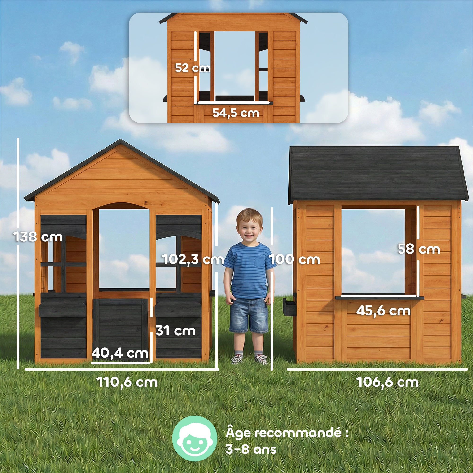 Maison de jeu pour enfants bois de sapin AIYAPLAY - 3