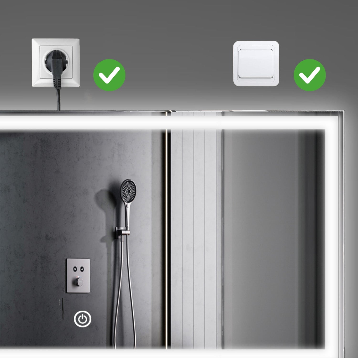 LOMAZOO Miroir salle de bain Memphis avec LED 120 x 60 cm rectangle - 10