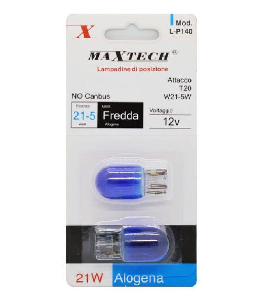 Trade Shop - Lampadine Di Posizione Auto T20 W21-5w 12v Luce Fredda No Canbus Alogena L-p140 - - 3