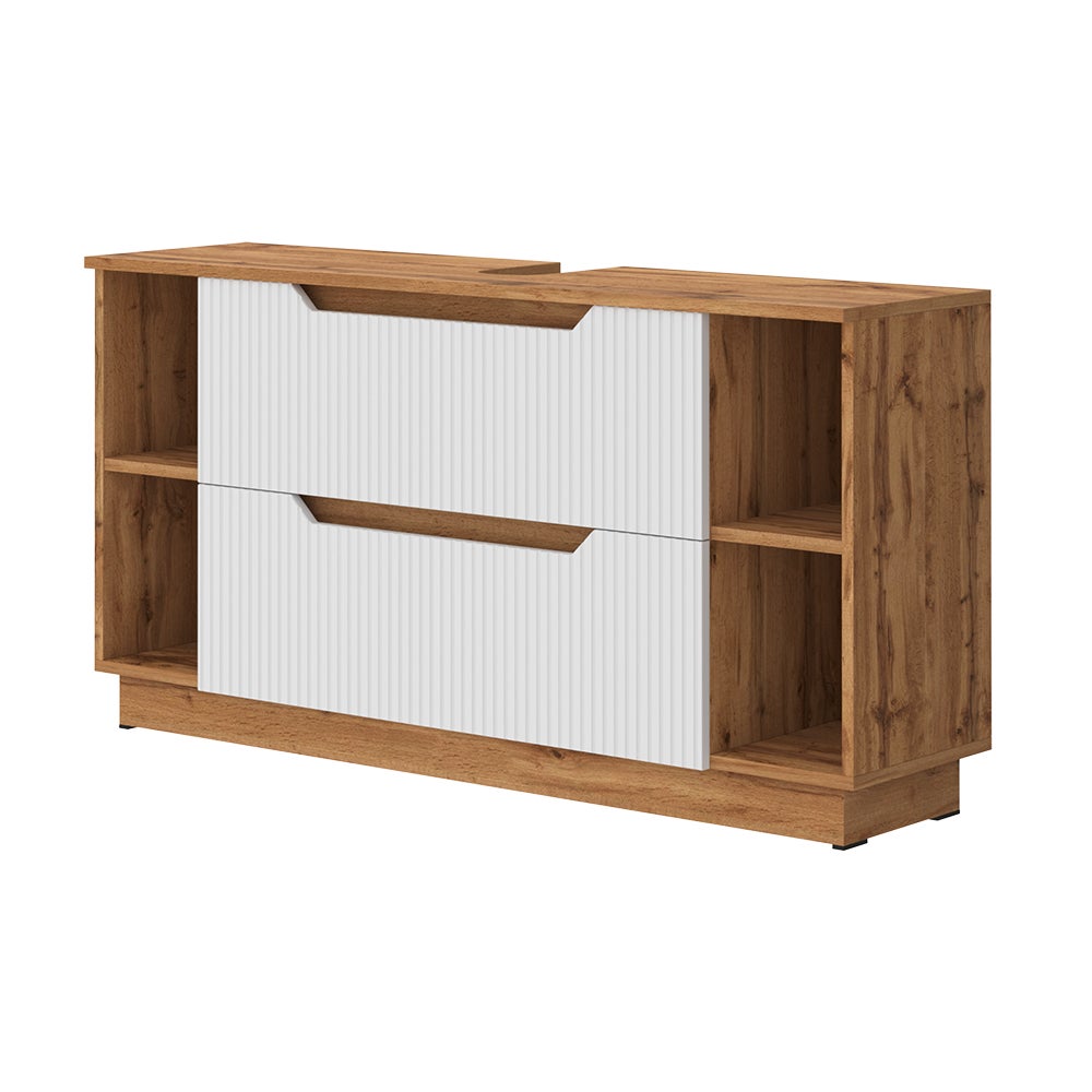Vicco Szafka na wannę Lotta, Dąb/białe paski, 119.2 x 62.5 cm z 2 szufladami